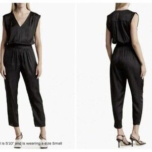 Ramy Brook Lorelei Black Faux Leather Sleeveless Jumpsuit Pants Women’s Size 4